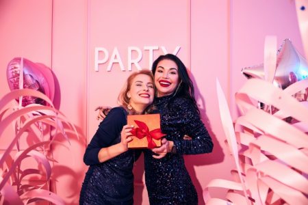 Two Girls Party Sequin Dresses Pink Theme