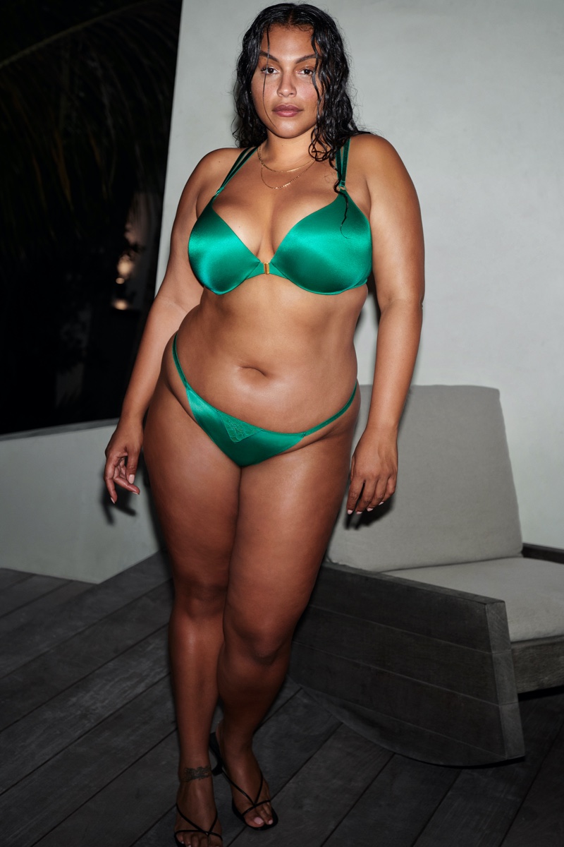 Paloma Elsesser Victoria's Secret Bra Panty Green