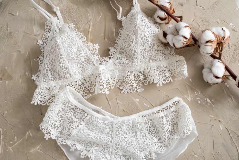 White Lace Cotton Lingerie Isolated