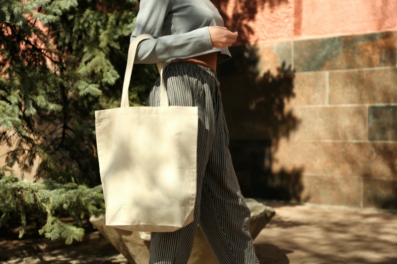 Woman Carrying Reusable Bag Sustainable