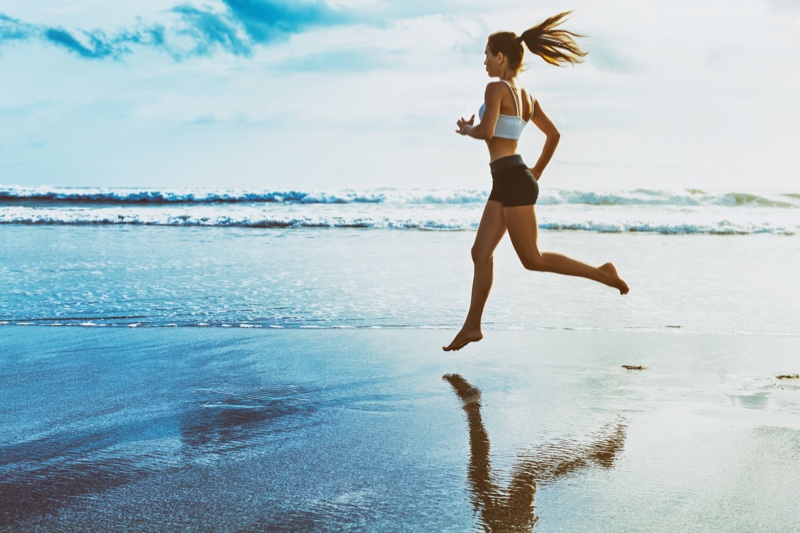 Woman Running Beach
