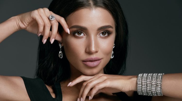 Woman Wearing Diamond Jewelry