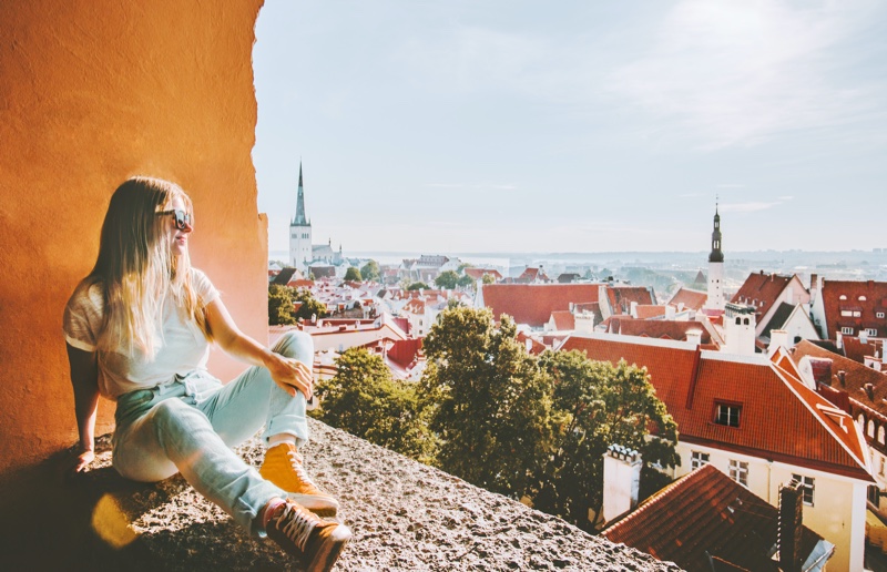 Young Woman Jeans Estonia City