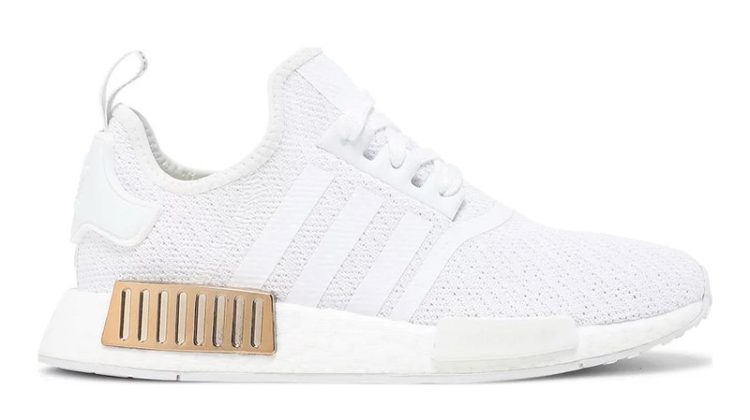 adidas womens nmd r1 white copper metallic