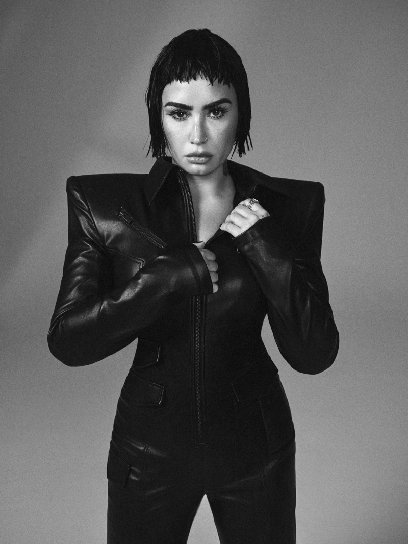 Demi Lovato Leather Jumpsuit