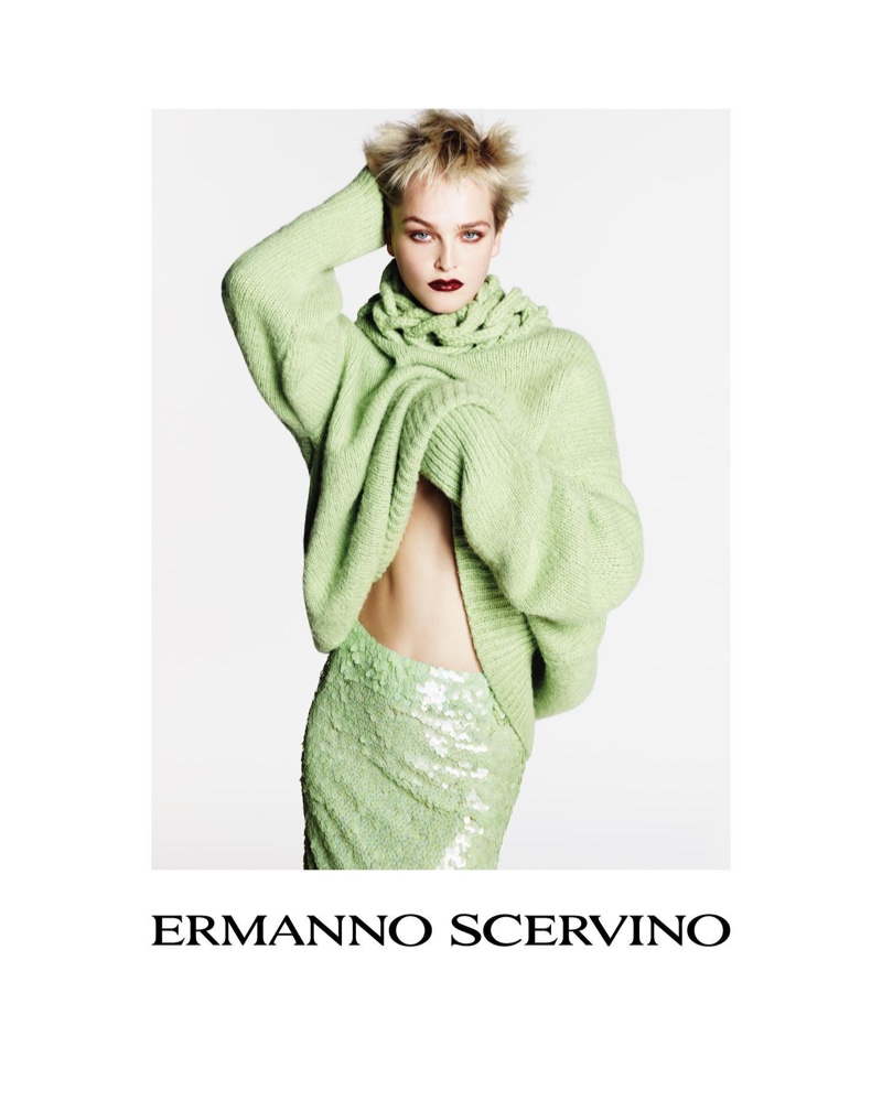 Ermanno Scervino Green Sweater Sequin Skirt