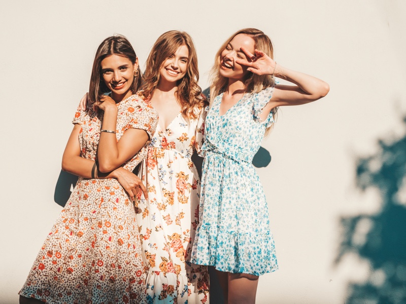 Friends Models Colorful Sun Dresses