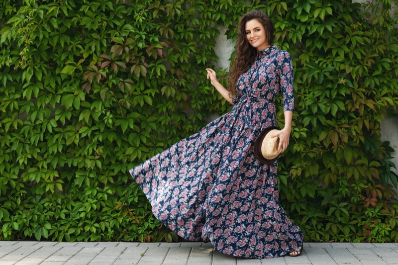 Long Sleeve Floral Print Maxi Dress