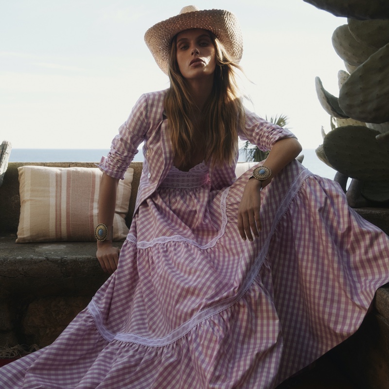 Luisa Spagnoli Pink Gingham Maxi Dress