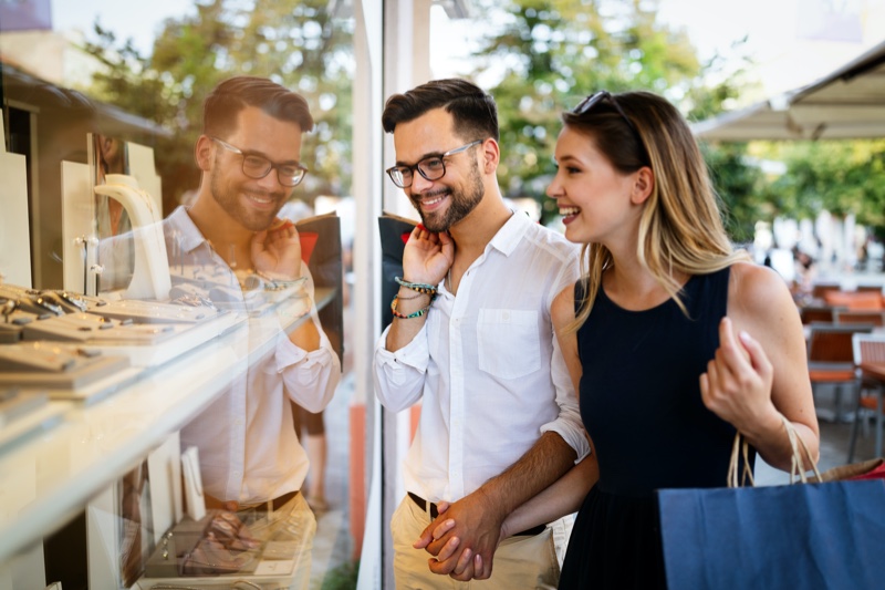 Man Woman Couple Shopping Window