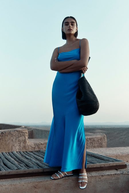 Color Splash: Jill Kortleve Models Massimo Dutti's New Arrivals Massimo Dutti Satin Dress & Woven Bag