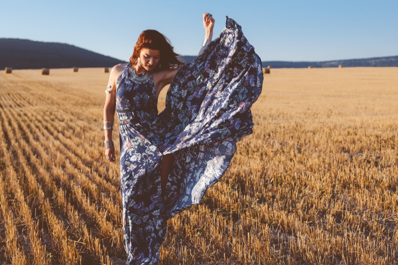 Model Field Outdoors Long Dress