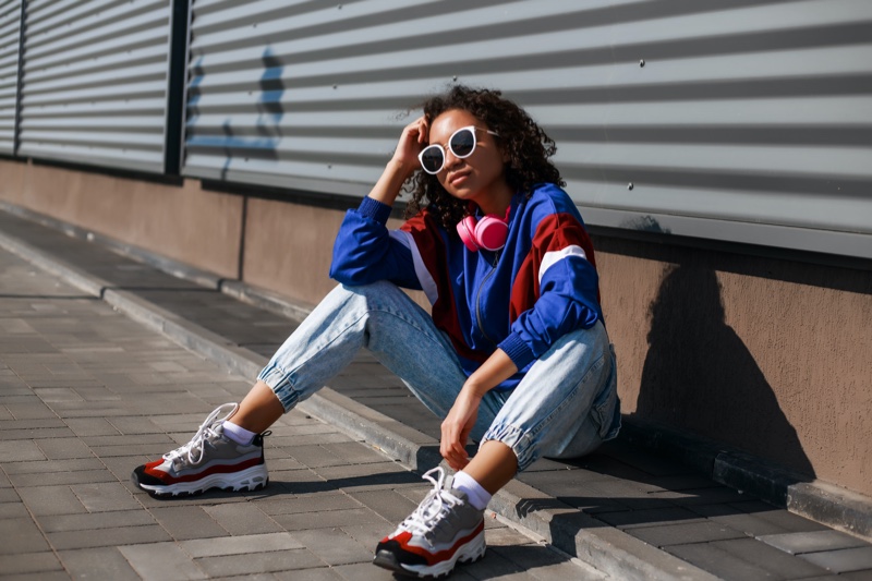 Sporty Windbreaker Jacket Pants Sneakers