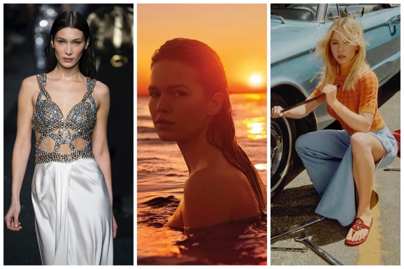 Week in Review: Bella Hadid, Anna Ewers for Jil Sander Sunset eau de parfum, and Sydney Sweeney for Tory Burch Miller sandal.