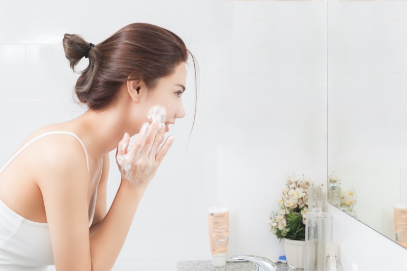Woman Washing Face Skincare