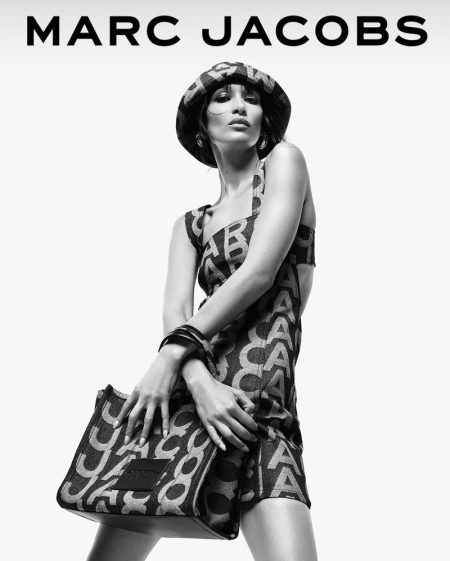 Bella Hadid, Paloma Elsesser Stand Out in Marc Jacobs Denim Monogram Campaign Bella Hadid Marc Jacobs Denim Bag Monogram