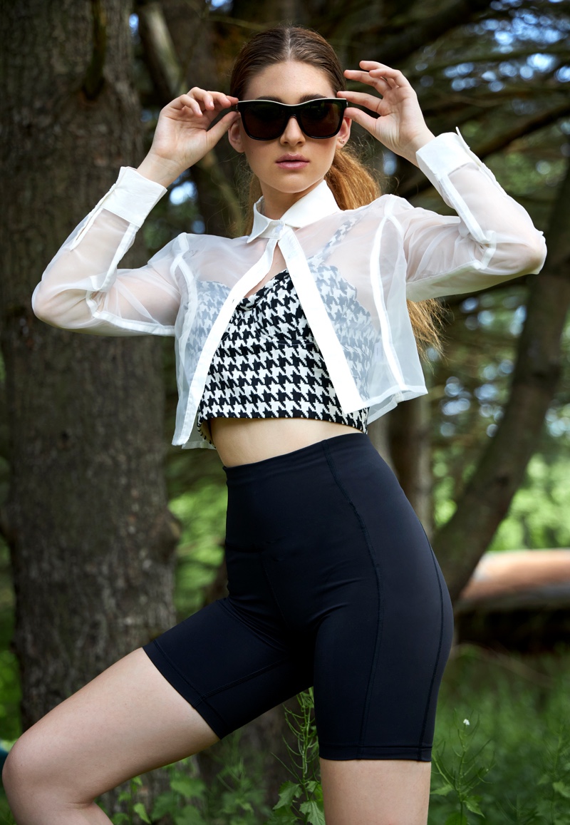 Bustier Lovers + Friends, Top Superdown, Shorts Athleta & Sunglasses Prada. Photo: Gail Hadani