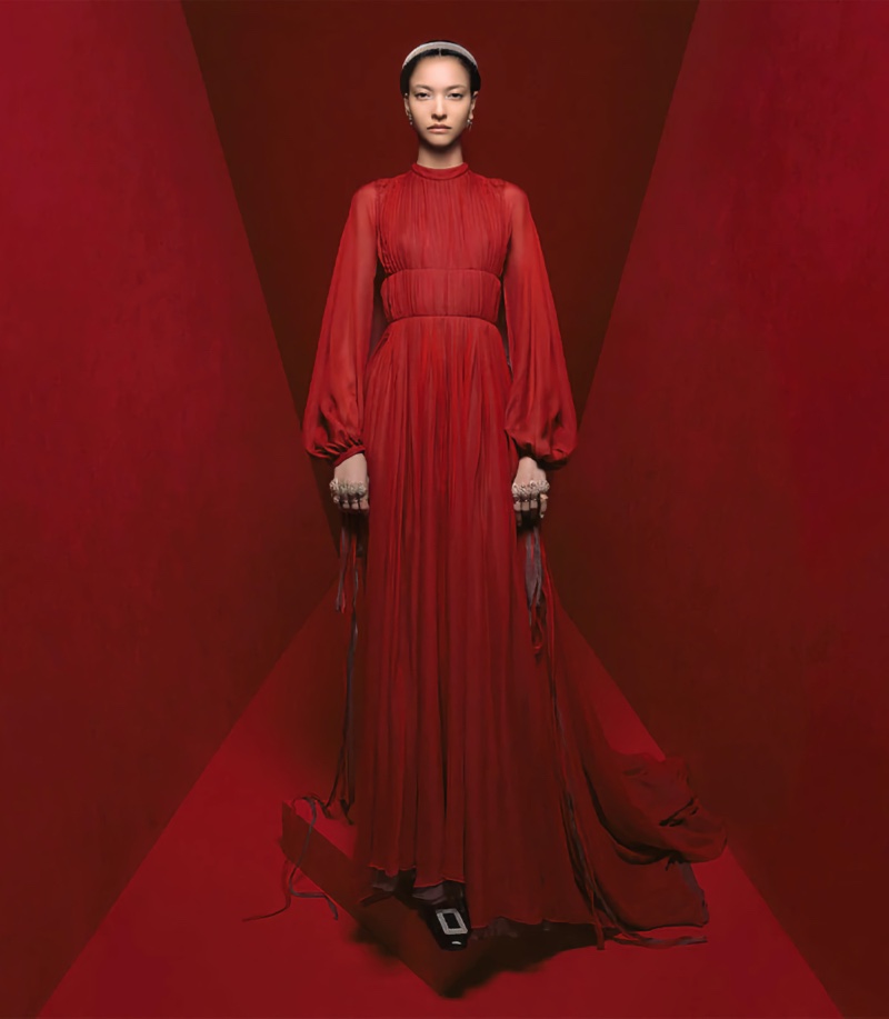 Dior Red Gown Fall 2022 Campaign