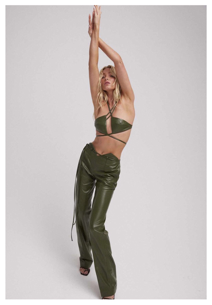 Elsa Hosk Green Leather Aya Muse