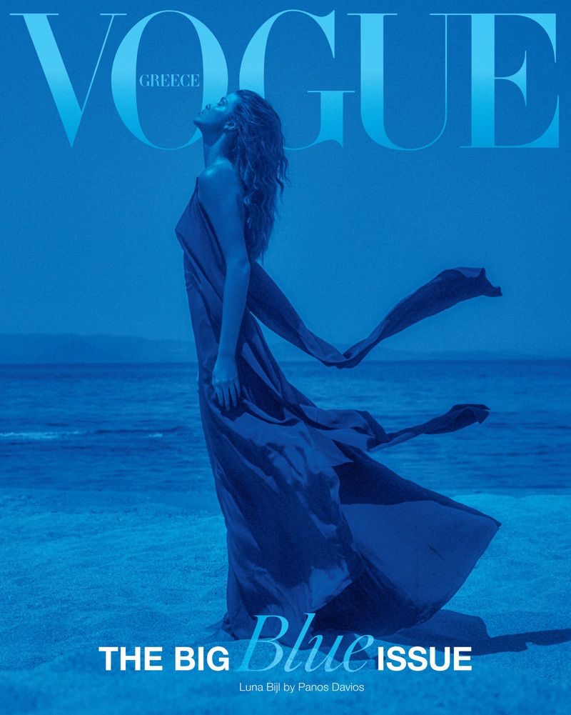 Luna Bijl Wears Shades of Blue for Vogue Greece