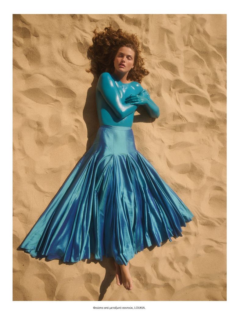 Luna Bijl Wears Shades of Blue for Vogue Greece