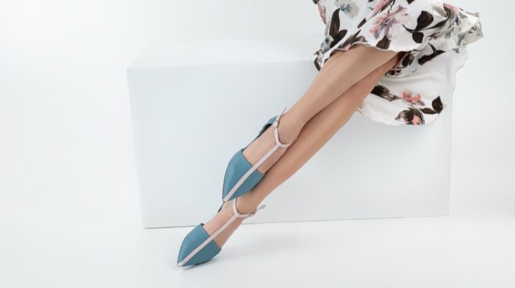 Model Legs Flats Shoes Colorblocked Skirt