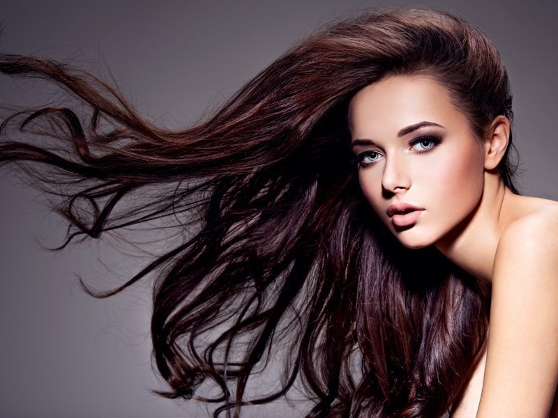 Model Long Flowing Brown Hair Beauty