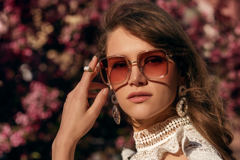 Model Sunglasses Earrings Outside