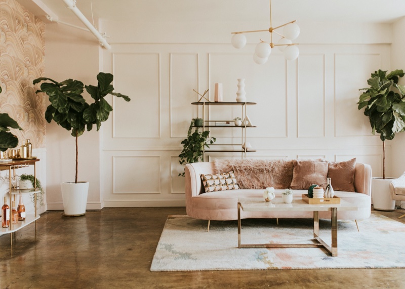 Pastel Living Room Interior Home Plants Couch