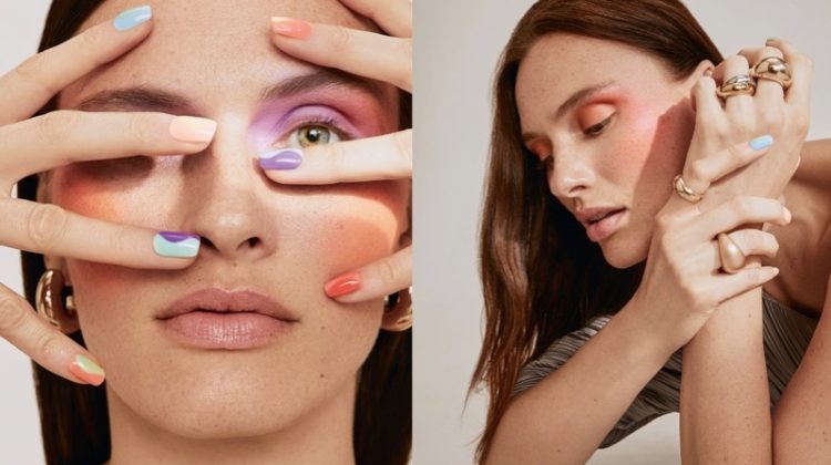 Sandra Treydte Models Pastel Beauty Trends for ELLE Serbia