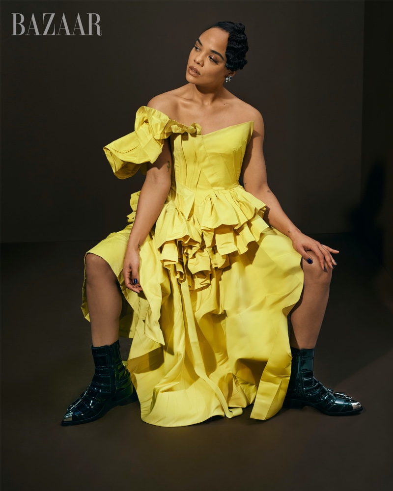 Tessa Thompson Yellow Alexander McQueen Dress