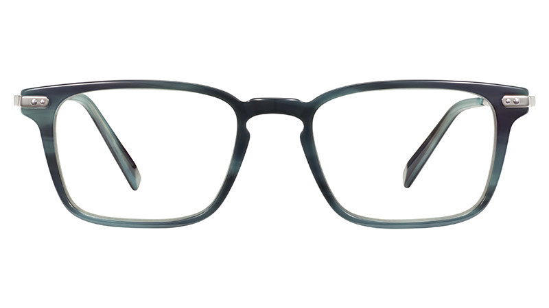 Warby Parker Raul Glasses in Striped Pacific with Polished Silver $145