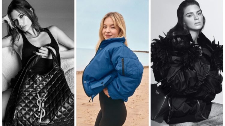 Week in Review: Hailey Bieber for Saint Laurent fall 2022 campaign, Sydney Sweeney in Cotton On Body collection, Kendall Jenner for Prada fall 2022.