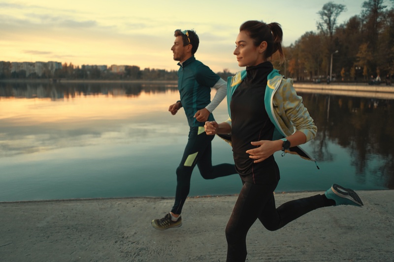 Woman Man Jogging Earlier Morning Exercise