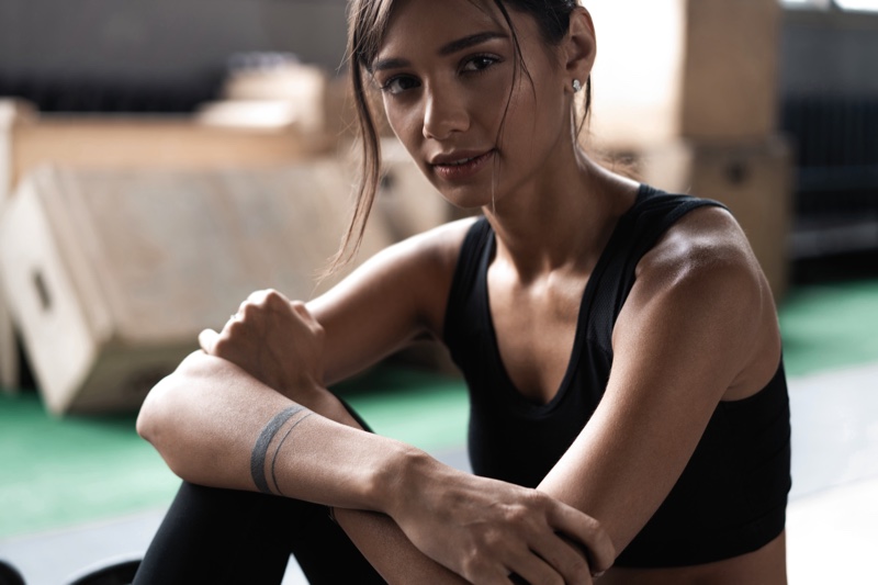 Woman Workout Resting Gym