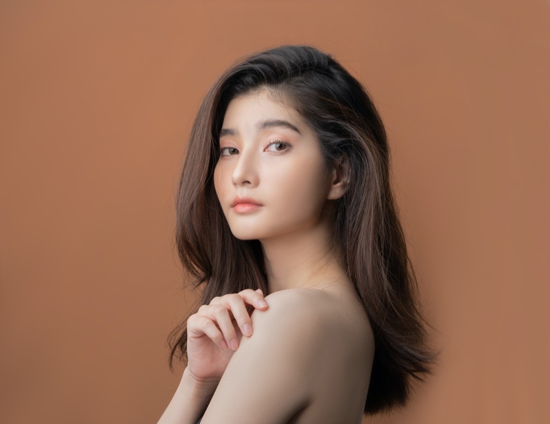Asian Model Beauty Brown Full Hair