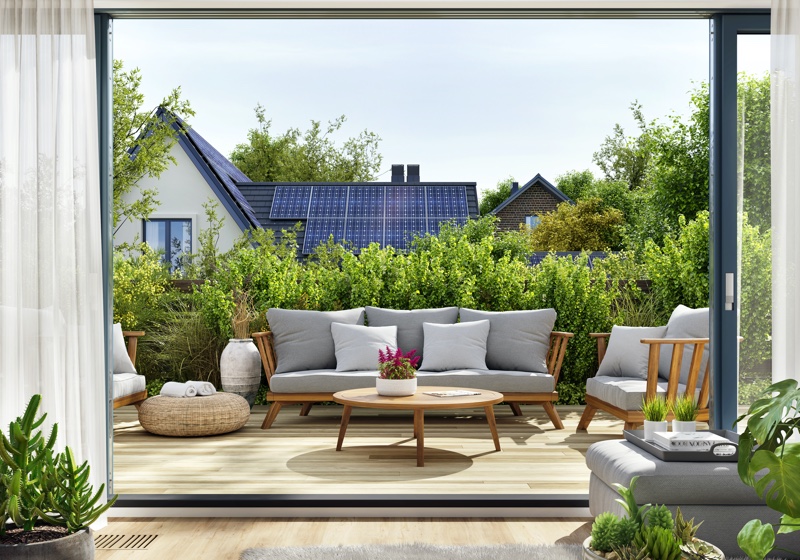 Beautiful Home Solar Panels Background