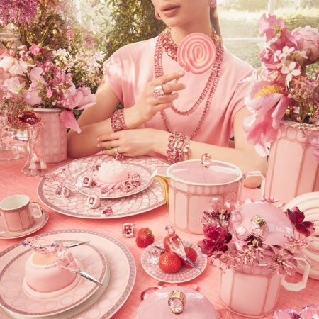 Swarovski & Rosenthal Unveil Elegant & Colorful Dining Sets Pink Dining Swarovski Rosenthal Collaboration