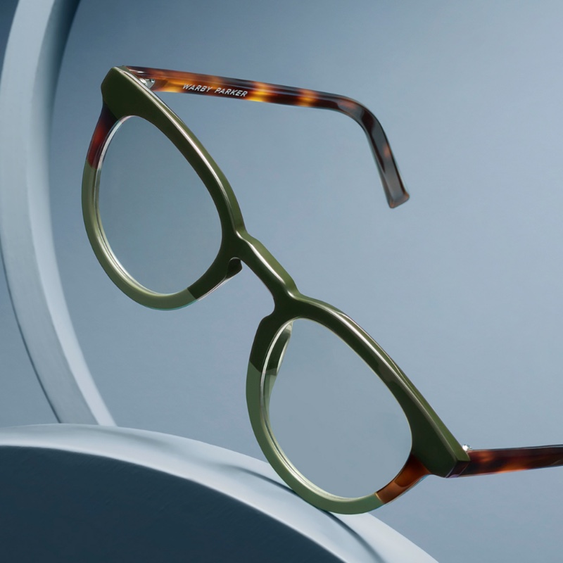 Warby Parker Ailey Glasses in Striped Staghorn. 