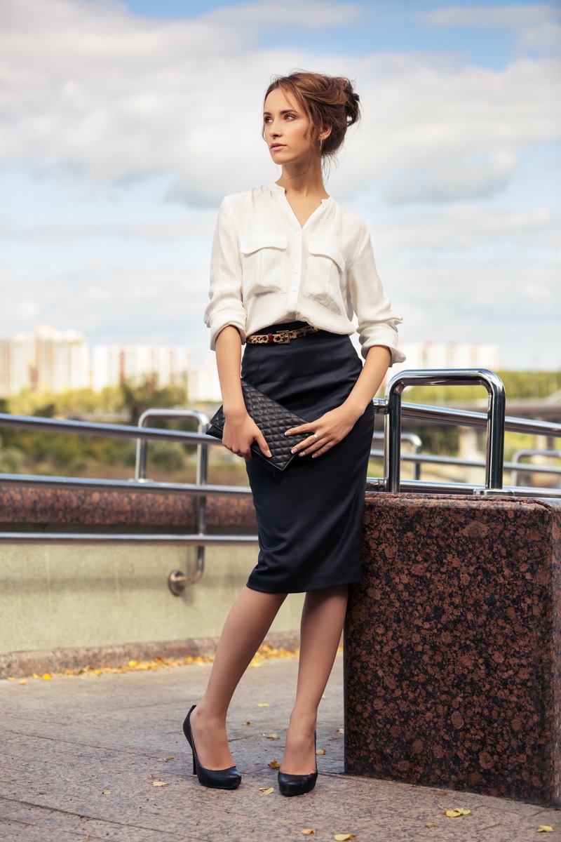 Woman Blouse Skirt Work Outfit
