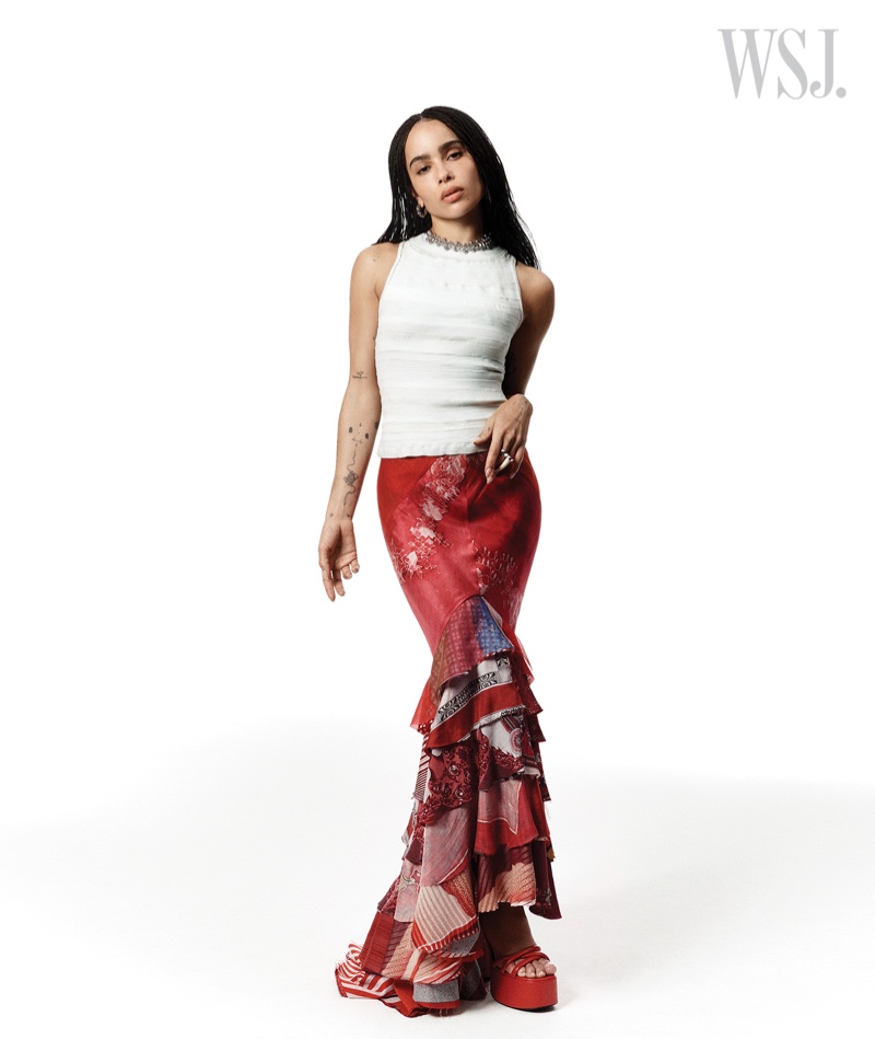 Zoe Kravitz Red Skirt Outfit