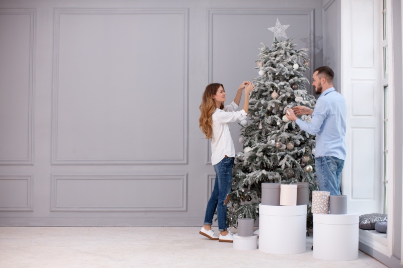 Christmas Tree Couple Decorating