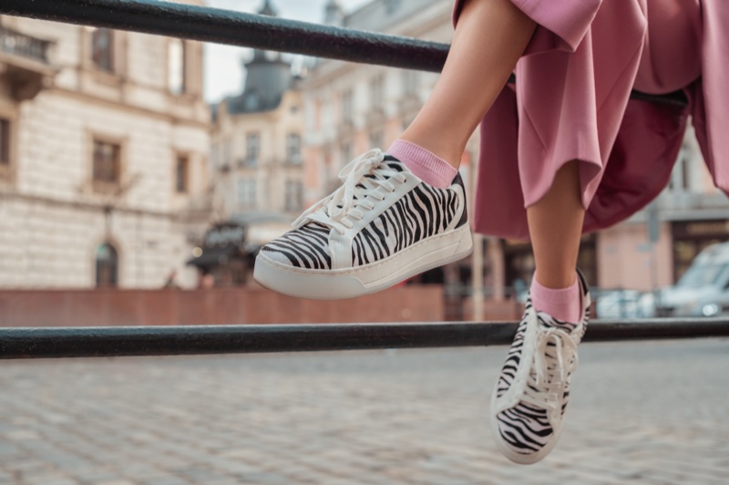 Closeup Zebra Print Sneakers Womens