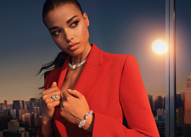 Ella Ballinska Cartier Jewelry Campaign 2022 Panthere