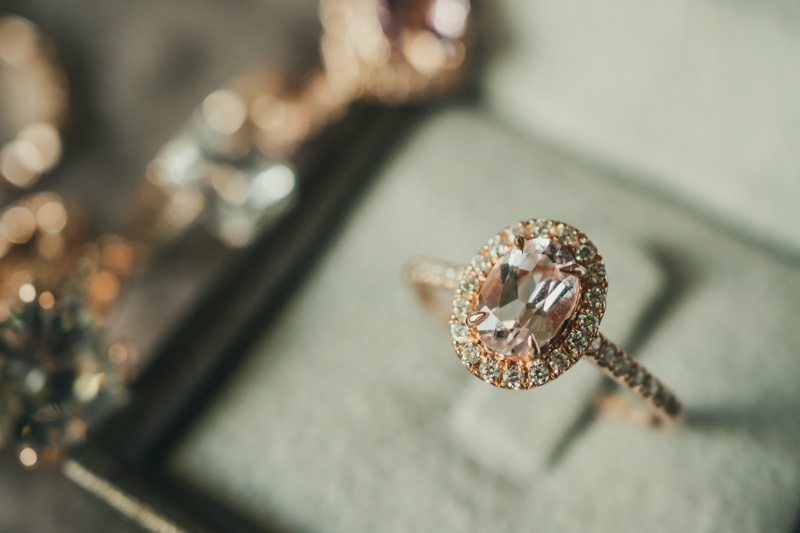 Engagement Ring Closeup Oval Shape Diamond