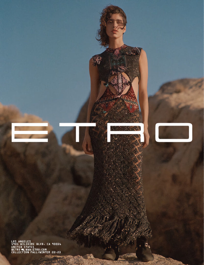Etro Cut-Out Maxi Dress Fall 2022 Campaign