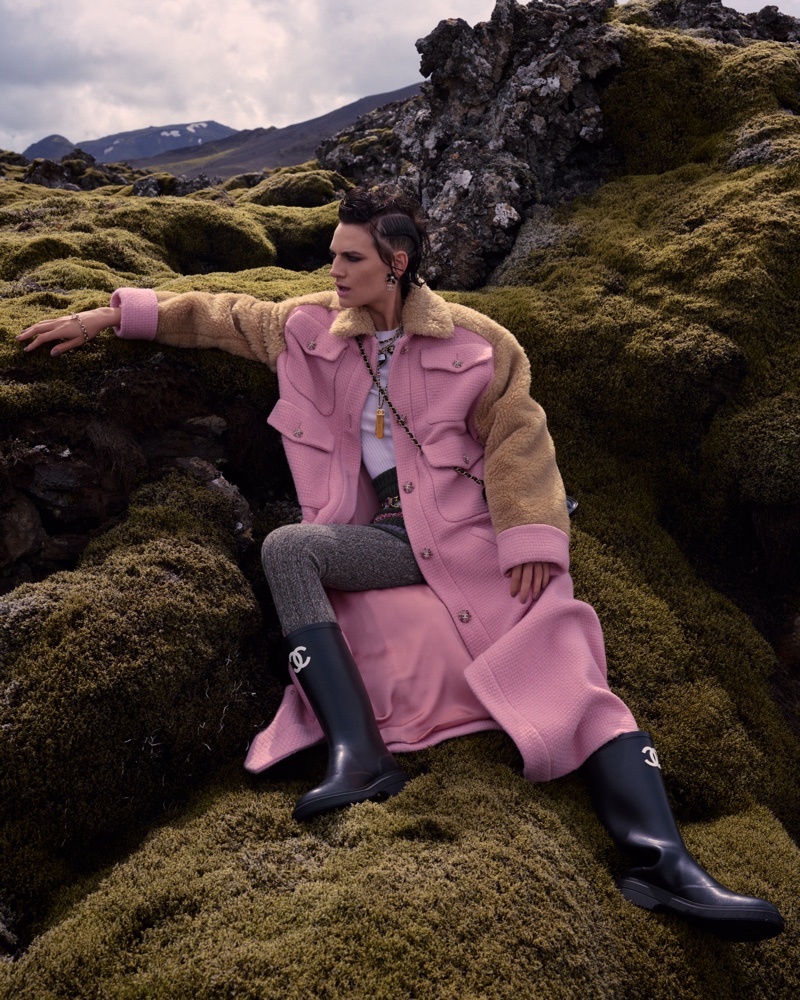 Hirschy Grace Models Chanel in Iceland for Harper's Bazaar Czech