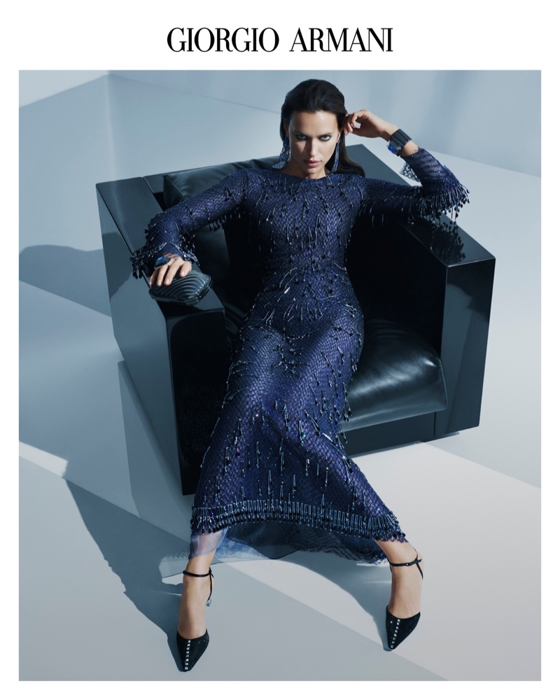 Irina Shayk Giorgio Armani Blue Dress