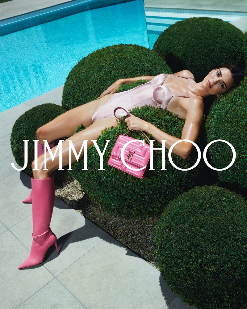 Kendall Jenner Pink Bodsuit Jimmy Choo Campaign