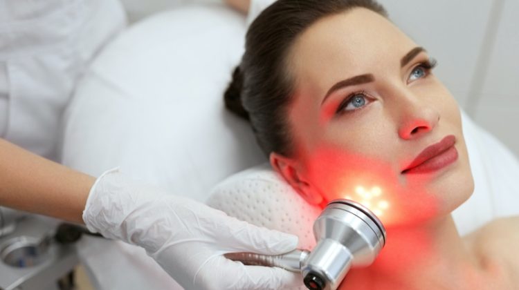 Red LED Light Therapy Woman Beauty